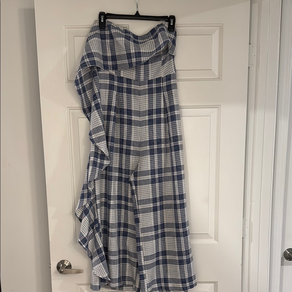 Gianni Bini Navy and White Checkered Jumpsuit